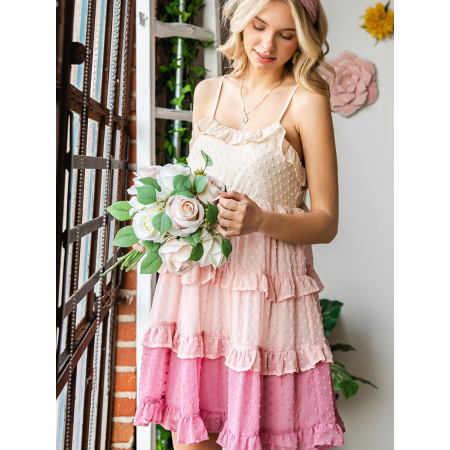 Color matching sling strapless dress sweet 6110247