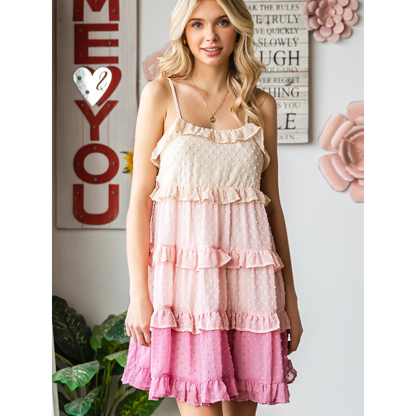 Color matching sling strapless dress sweet 6110247