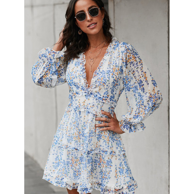 Backless bubble sleeve long sleeve dress female 220829