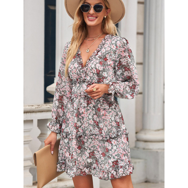 Backless bubble sleeve long sleeve dress female 220829