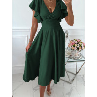 Elegant lotus sleeve V-neck dress 6110363
