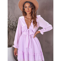 Ruffled dress waist belted knee-length skirt 227391