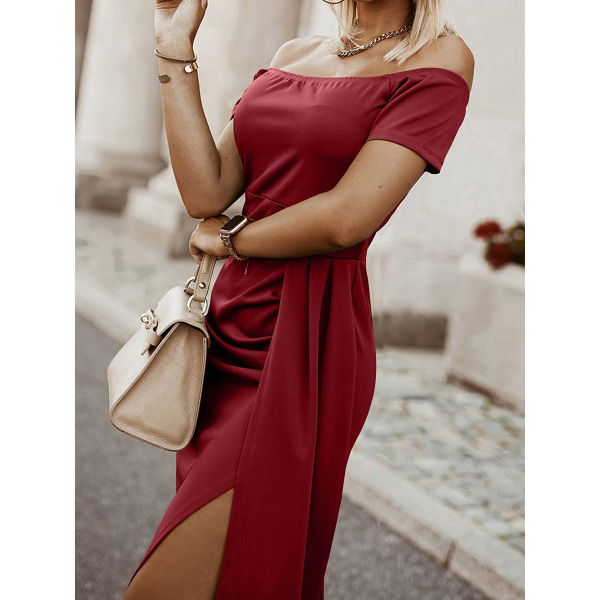 Sexy off-the-shoulder short sleeved party dress 611085