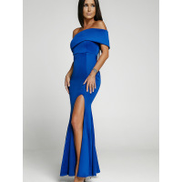 Strapless one-line collar back zipper dress long dress 61929