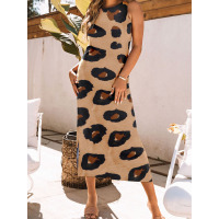 Summer leopard print halter loose tank dress 6115153