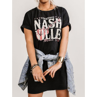 Summer print dress Knee-length skirt 6115034
