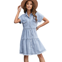 Summer wash denim dress casual skirt 2210911