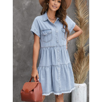 Summer wash denim dress casual skirt 2210911