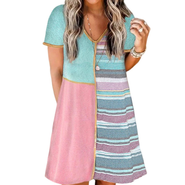 Striped print dress high-waisted skirt 6115057