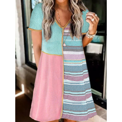Striped print dress high-waisted skirt 6115057