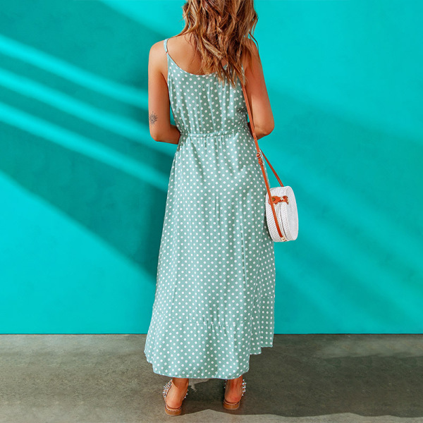 Polka dot print slit dress 619648