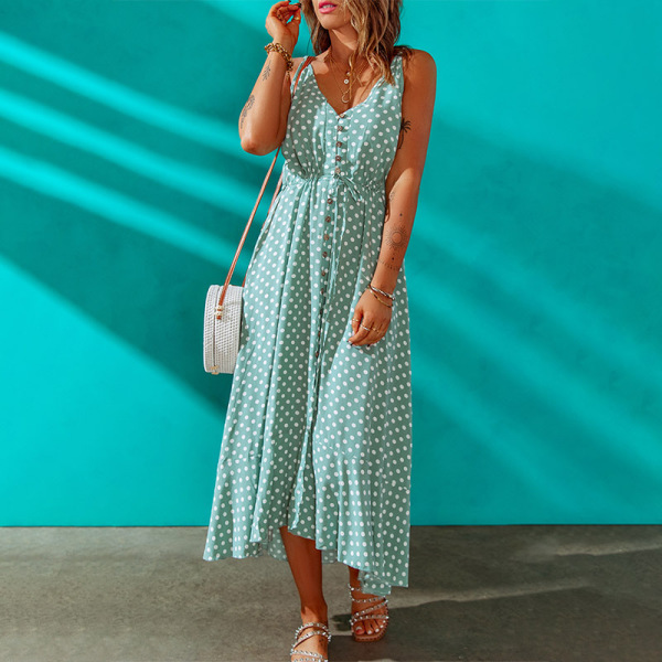 Polka dot print slit dress 619648