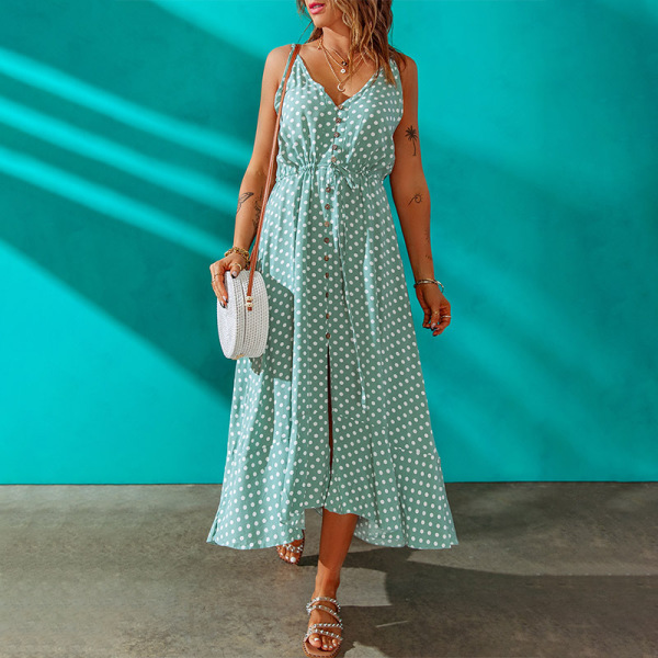 Polka dot print slit dress 619648
