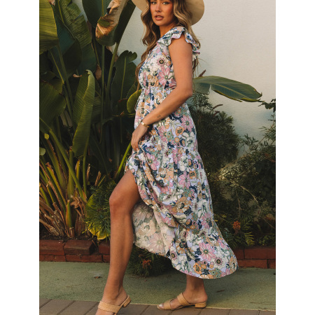 Boho style short sleeved long dress woman 6114412