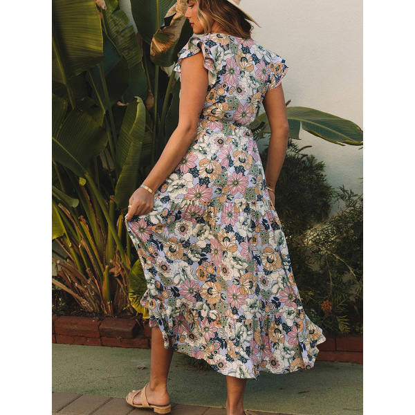 Boho style short sleeved long dress woman 6114412