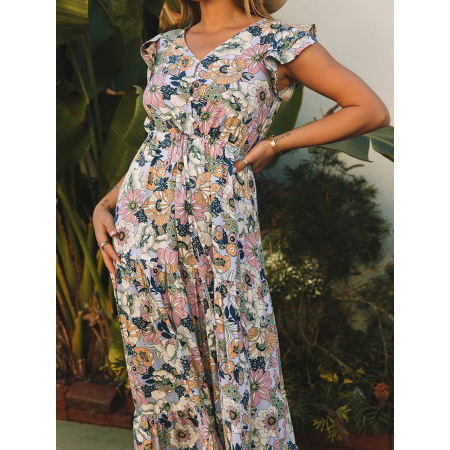Boho style short sleeved long dress woman 6114412