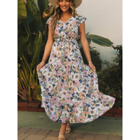 Boho style short sleeved long dress woman 6114412