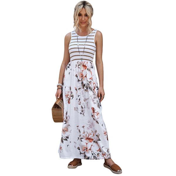 Color contrast striped dress Sleeveless dress 619679