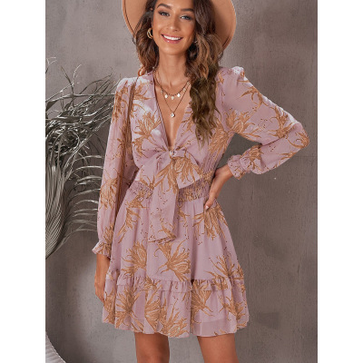 Long sleeve dress women's lace-up skirt 227392