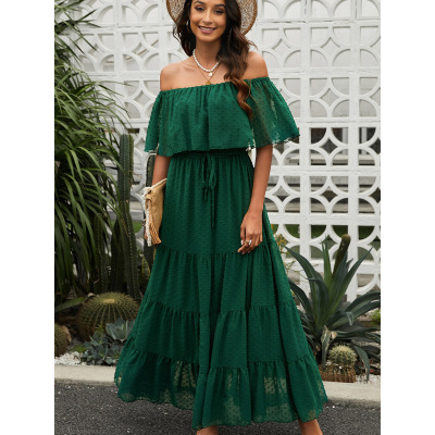 Ruffled patchwork dress strapless skirt 614462