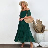 Ruffled patchwork dress strapless skirt 614462