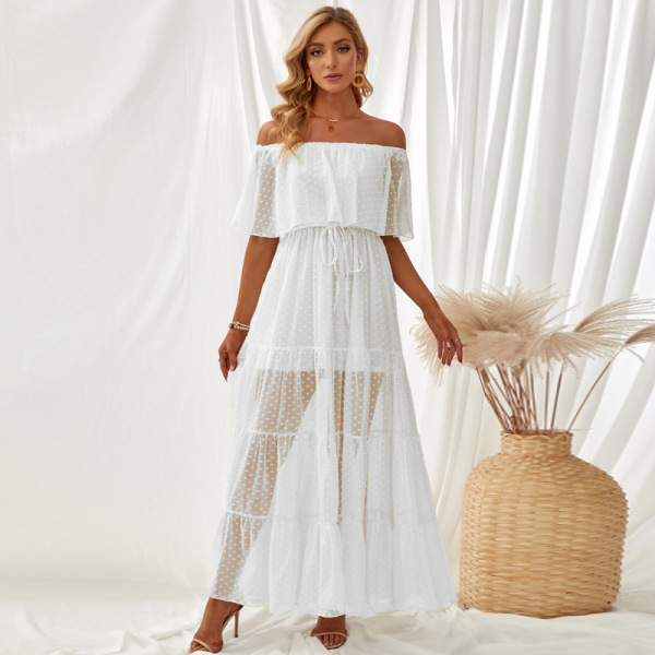 Ruffled patchwork dress strapless skirt 614462