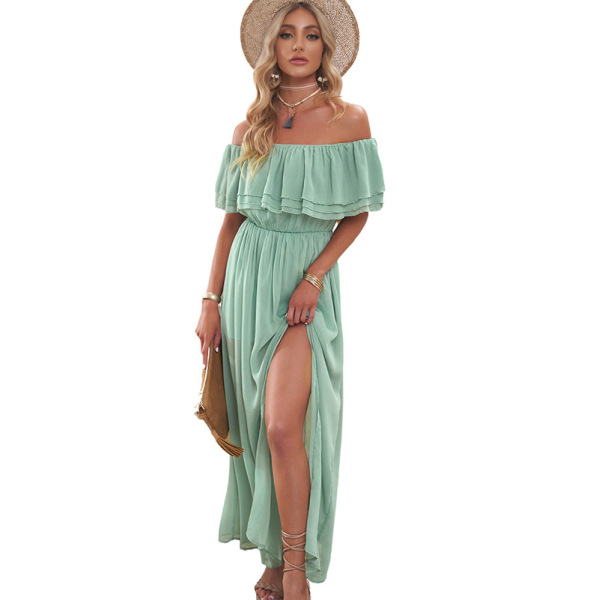 Ruffled tulle slit waist skirt 618989