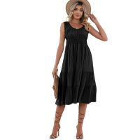 Sleeveless crew neck dress over the knee skirt 6113422