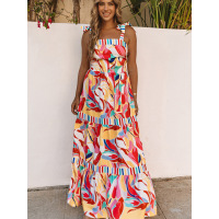Sleeveless dress with strapless square collar 6112858
