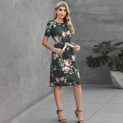 Women's floral print dress slim 613419