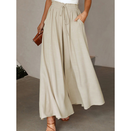 High waist drawstring super loose bell bottoms 7711508