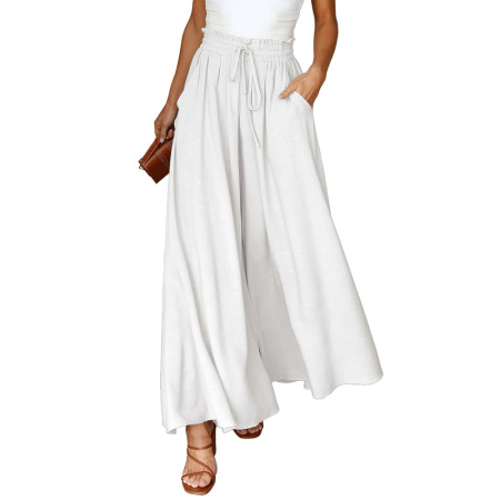 High waist drawstring super loose bell bottoms 7711508