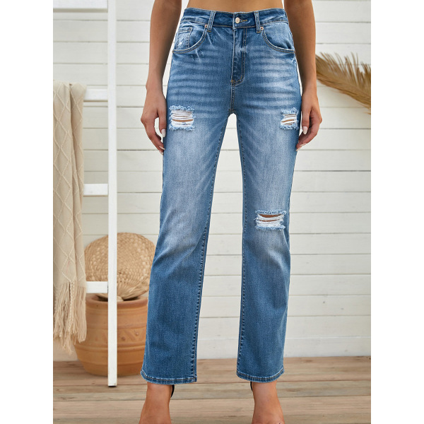 Mid-rise jeans Women slim wide leg pants 781962