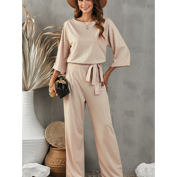 Niche design pant belt wide leg pants 64610