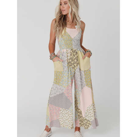 Printed straight rompers nine quarter trousers for women 6411945