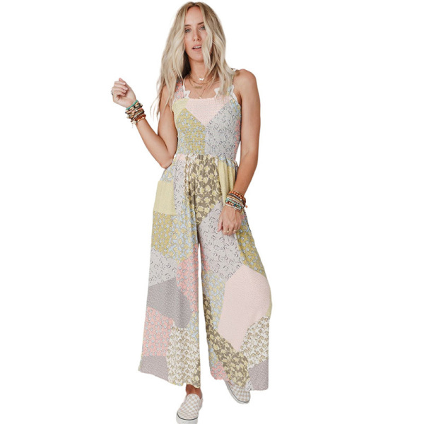 Printed straight rompers nine quarter trousers for women 6411945