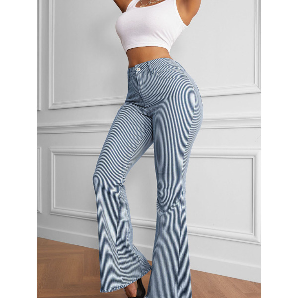 Striped bell bottoms women's casual pants 77771