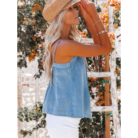 Thin denim vest women's button-down top 7821028