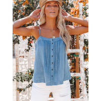 Thin denim vest women's button-down top 7821028