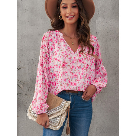 V-neck pullover short-sleeved shirt embroidered dot top 25112477