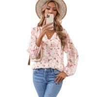 V-neck pullover short-sleeved shirt embroidered dot top 25112477