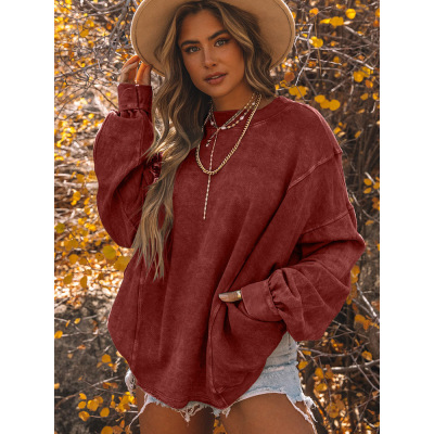 Loose all-match pullover round neck long sleeves 24110918