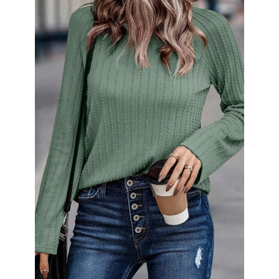 Solid color knitted sweater slim fit long sleeves 24110914