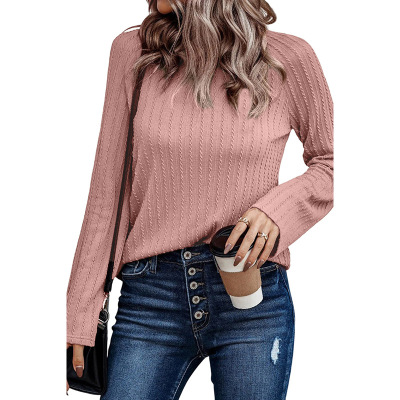 Solid color knitted sweater slim fit long sleeves 24110914
